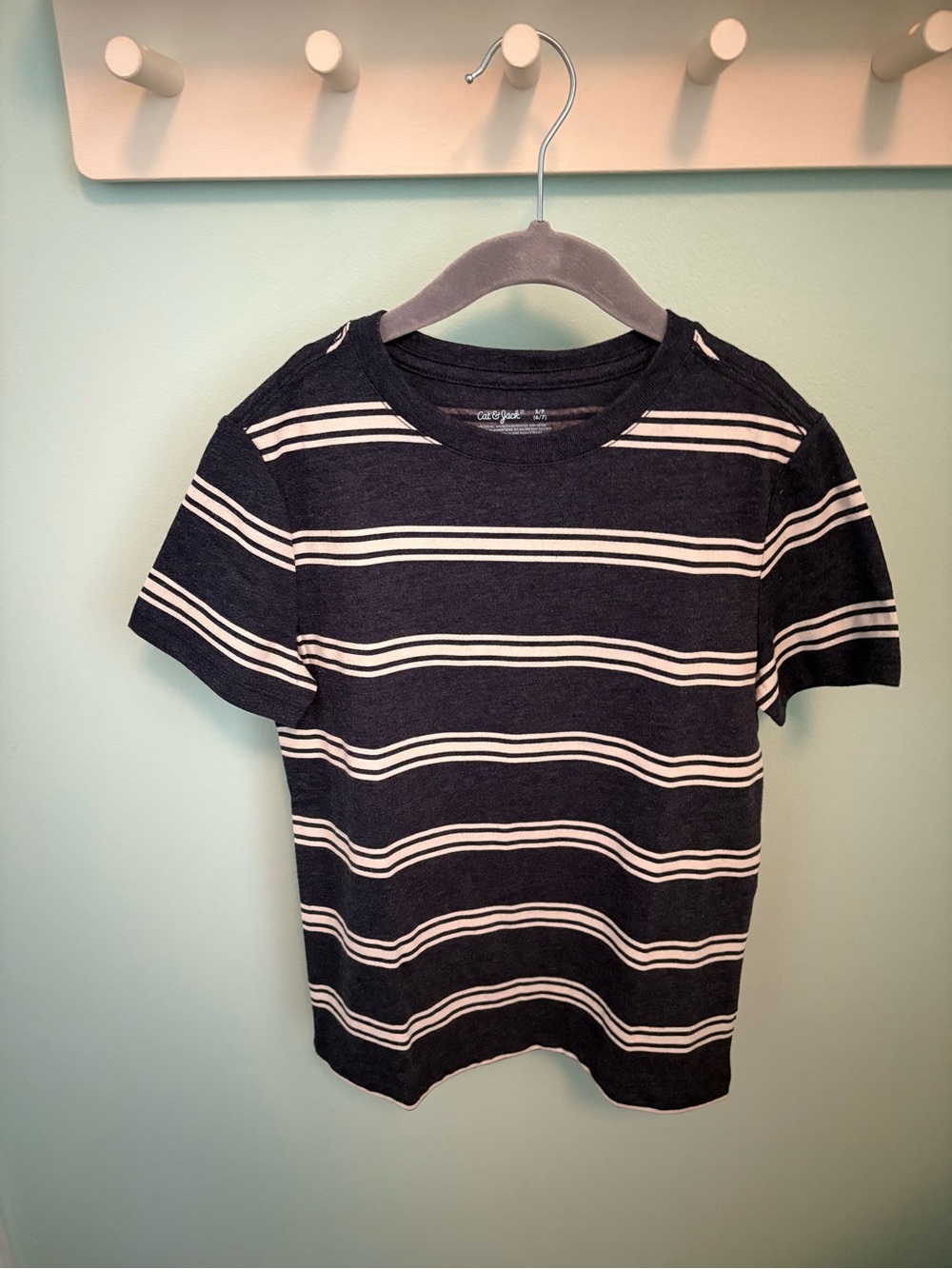 Cat n Jack Navy & White Striped Kids Tee